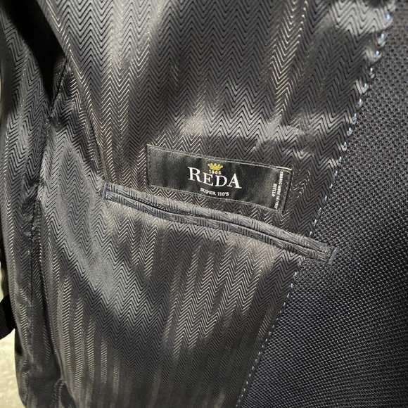 Joseph Abboud 100% Wool Reda Super 110's Sport Coat Blazer Blue 40L Textured - Picture 11 of 13